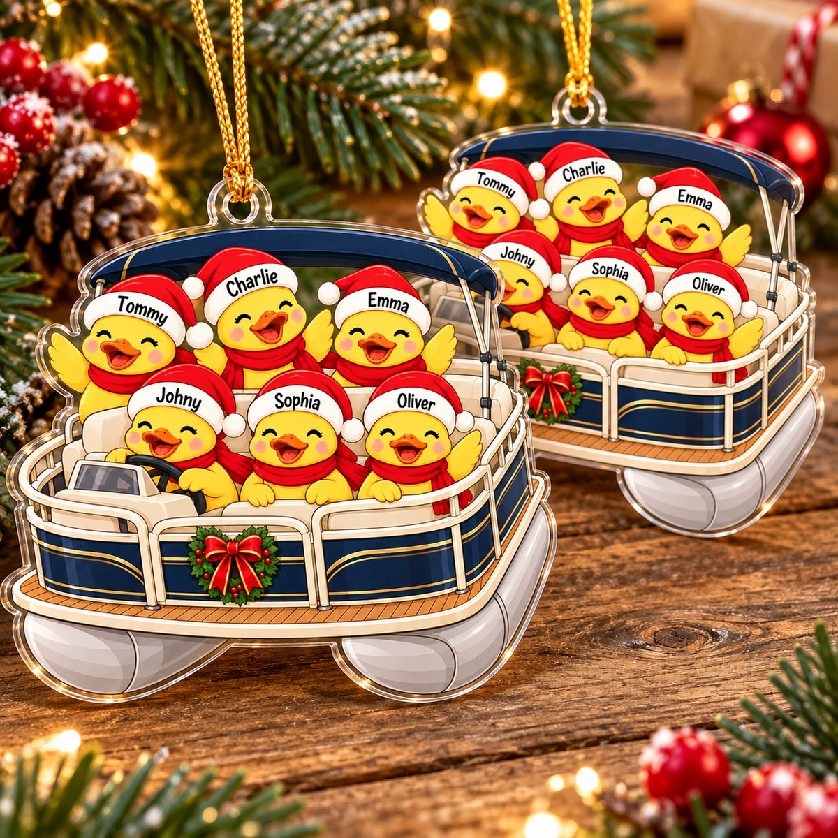 Duck Pontoon Family Ornament - product view 3
