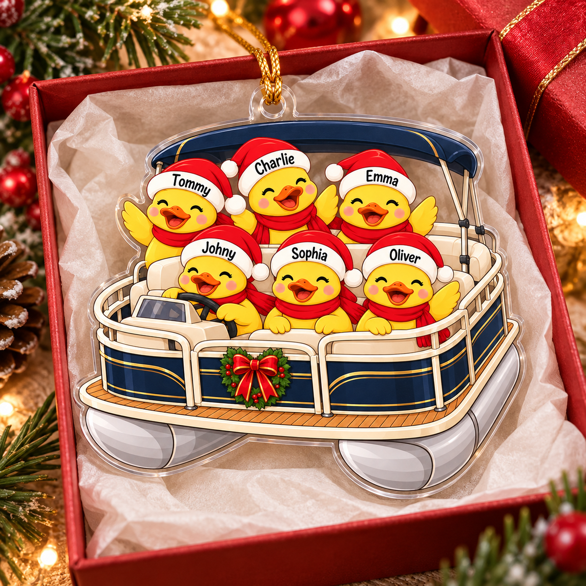 Duck Pontoon Family Ornament - product view 4