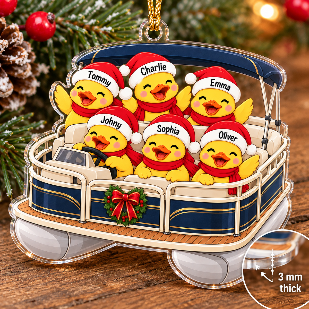 Duck Pontoon Family Ornament - material and thickness