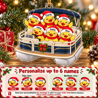 Duck Pontoon Family Ornament - personalization instructions