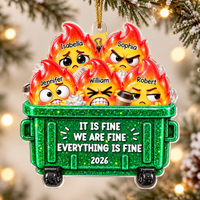 Personalized Dumpster Fire Family Ornament Custom Names Funny Christmas Gift - main design
