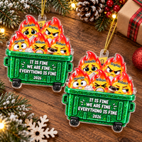 Personalized Dumpster Fire Family Ornament Custom Names Funny Christmas Gift - product view 3