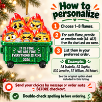 Personalized Dumpster Fire Family Ornament Custom Names Funny Christmas Gift - personalization guide