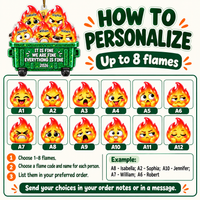Personalized Dumpster Fire Family Ornament Custom Names Funny Christmas Gift - personalization guide