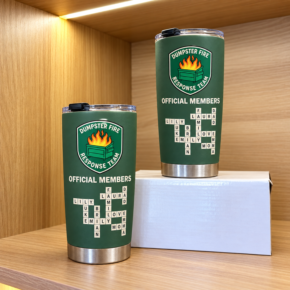 Personalized Dumpster Fire Response Team Tumbler Family Crossword Gift - product view 2