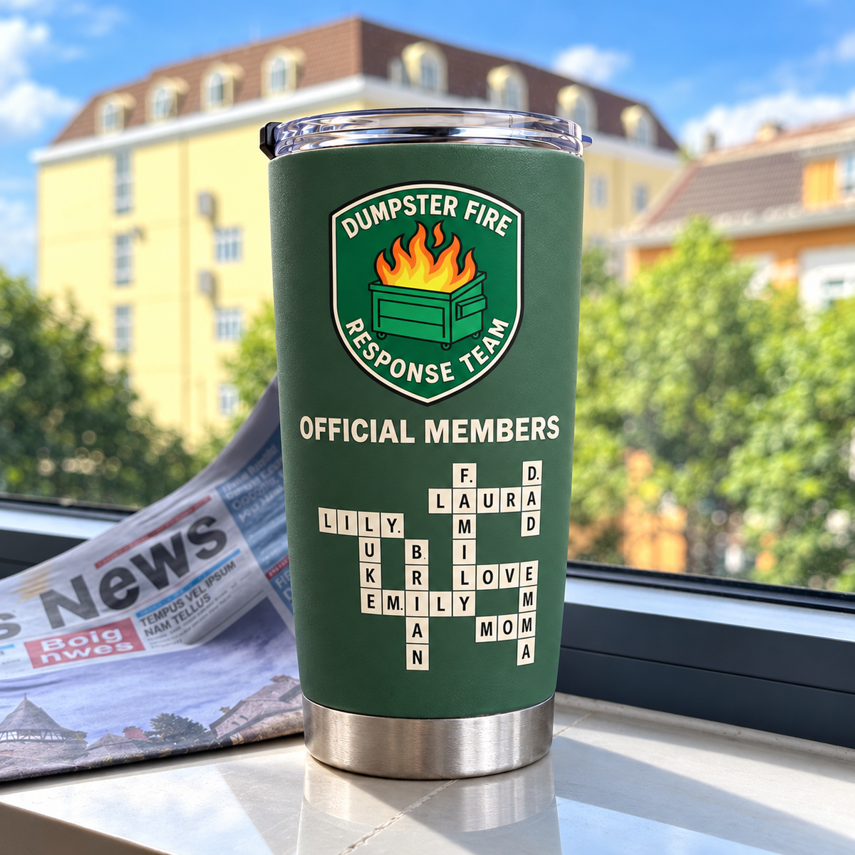 Personalized Dumpster Fire Response Team Tumbler Family Crossword Gift - product view 4