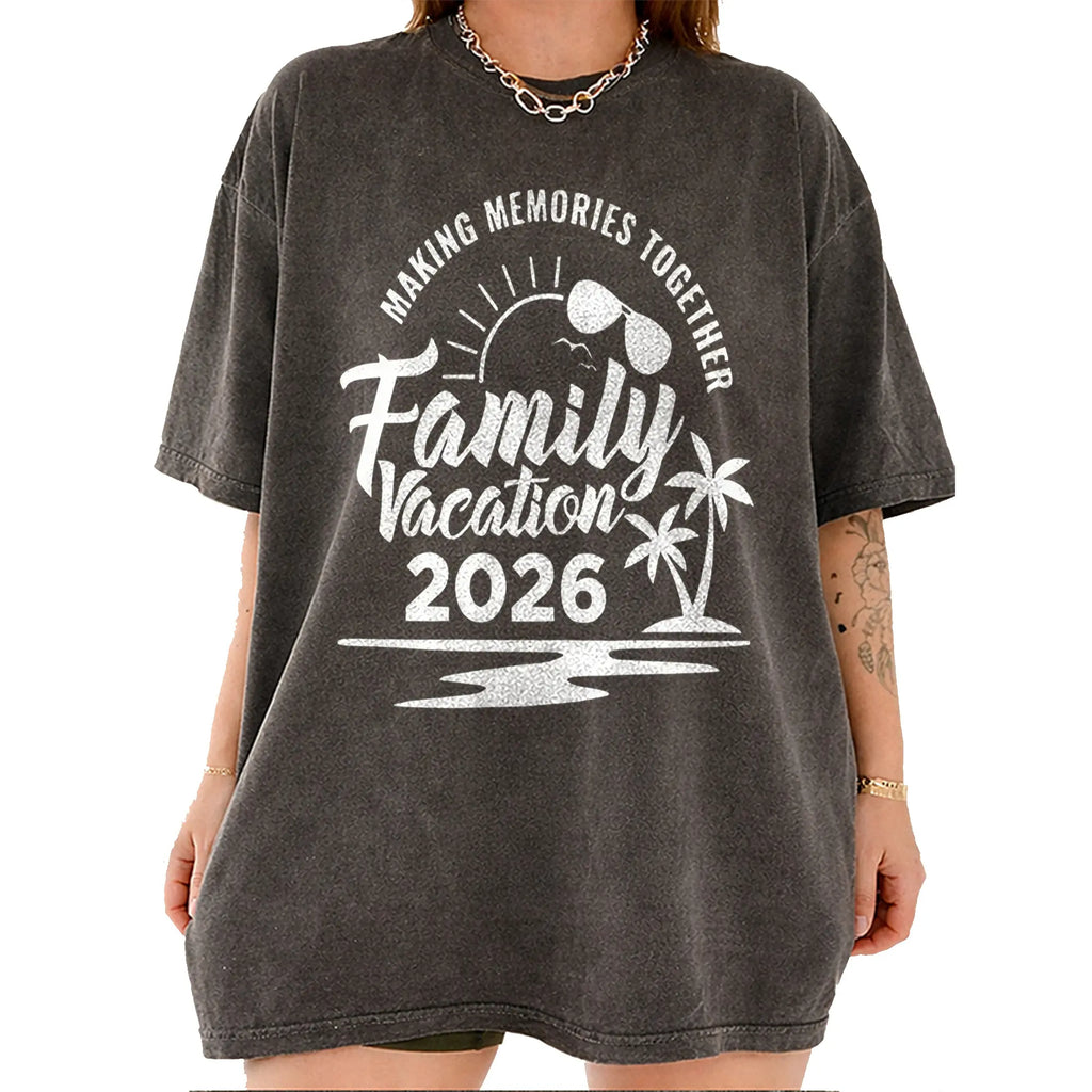BojjiCo Matching Family Vacation 2026 Shirt Making Memories Together Unisex T-Shirt For Men Women Kids Retro Nostalgic Beach Squad Tee Olive Green White Cotton Summer Trip Holiday Travel Gift Custom Cruise Crew Top