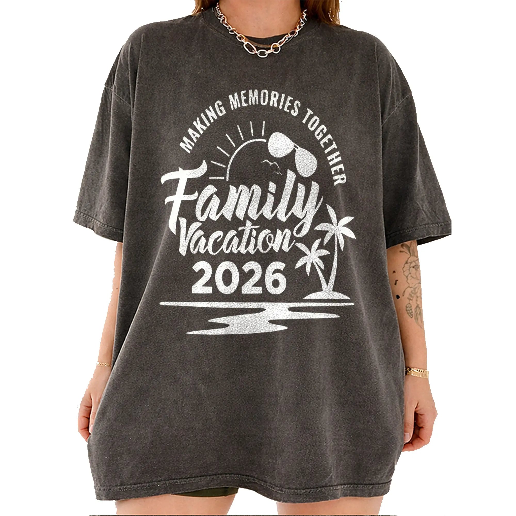 BojjiCo Matching Family Vacation 2026 Shirt Making Memories Together Unisex T-Shirt For Men Women Kids Retro Nostalgic Beach Squad Tee Olive Green White Cotton Summer Trip Holiday Travel Gift Custom Cruise Crew Top