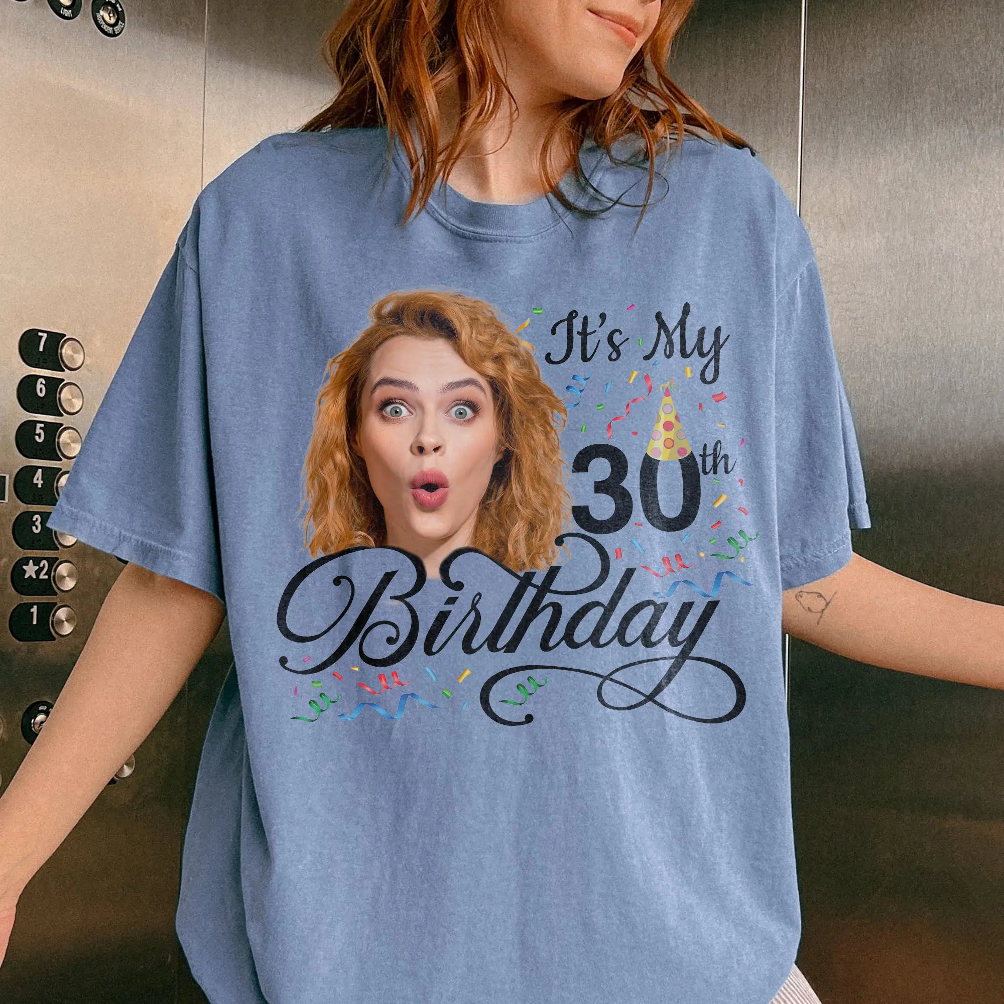 BojjiCo Custom 30th Birthday Photo T-Shirts Matching Party Group Shirts For Men Women Funny Custom Face Shirt Crew Aesthetic 1996 Vintage Birthday T-Shirt Cotton Tee Personalized Gag Gift Milestone Celebration Apparel