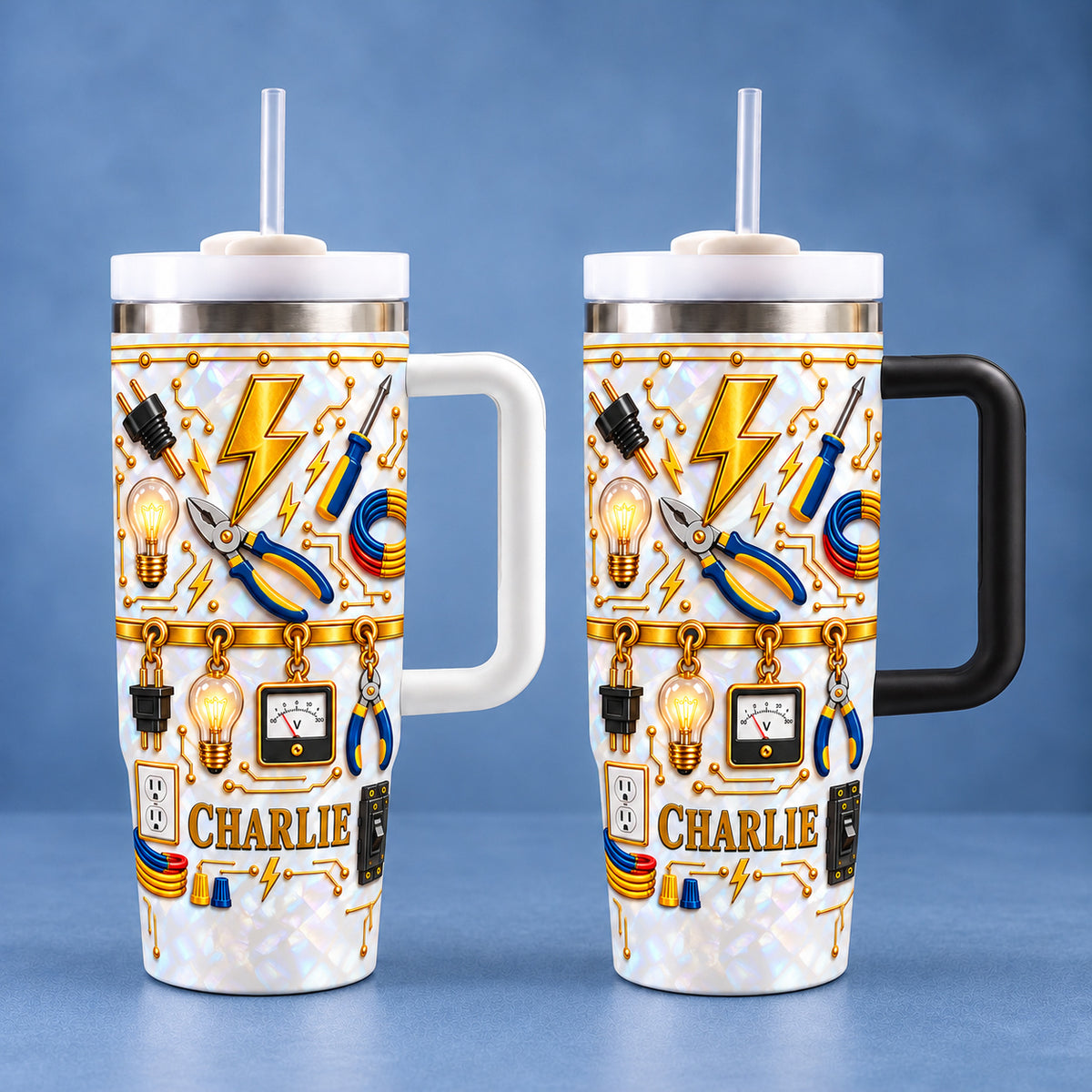Personalized Electrician Tumbler Custom Name Electrical Worker Gift - product view 9