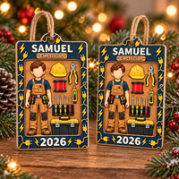 Personalized Electrician Wood Ornament Custom Name Year Christmas Gift - product view 3