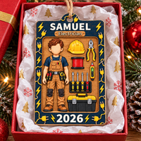 Personalized Electrician Wood Ornament Custom Name Year Christmas Gift - product view 4