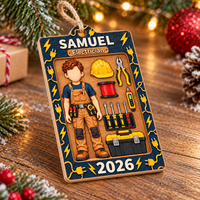 Personalized Electrician Wood Ornament Custom Name Year Christmas Gift - product view 5