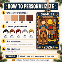 Personalized Electrician Wood Ornament Custom Name Year Christmas Gift - personalization guide