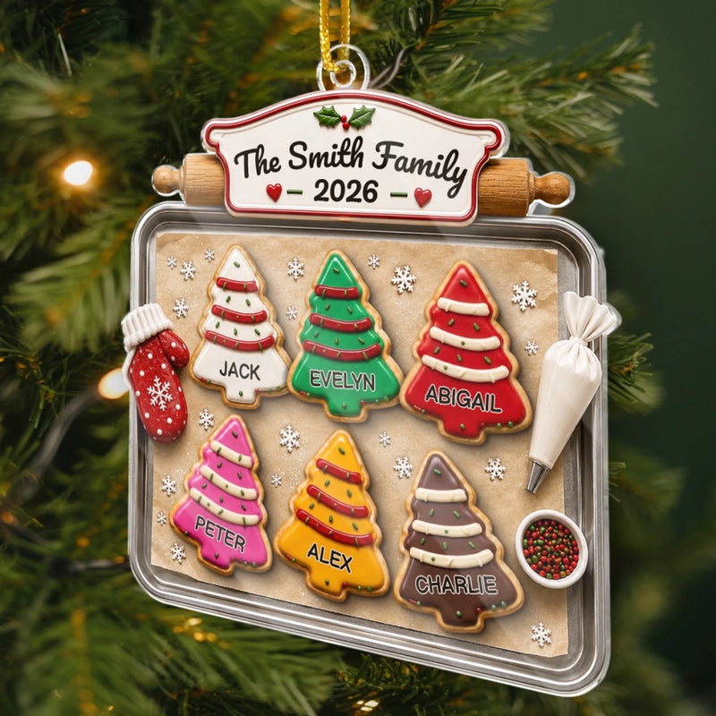 Customer in Austin, Texas wearing Family Christmas Baking Tree Ornament, Personalized Custom Name Gift, Christmas Cookie Baking Decora