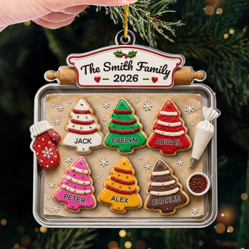 Family Christmas Baking Tree Ornament, Personalized Custom Name Gift, Christmas Cookie Baking Decora available at our Austin, Texas warehouse