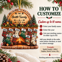 Family Fireplace Stocking Ornament - product detail 3