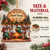Family Fireplace Stocking Ornament - product detail 6