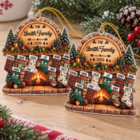 Family Fireplace Stocking Ornament - product detail 7