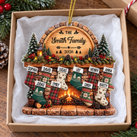 Family Fireplace Stocking Ornament - product detail 8