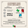 Customer in Austin, Texas wearing Family Love Knows No Distance Ornament, Personalized Custom State Christmas Keepsake Gift for Long D