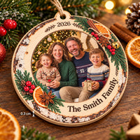 Personalized Family Photo Wooden Ornament Custom Family Name Year - material thickness detail