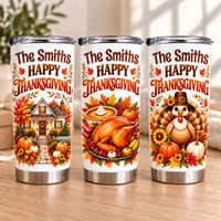 Personalized Family Thanksgiving Tumbler Custom Name Autumn Gift - main design