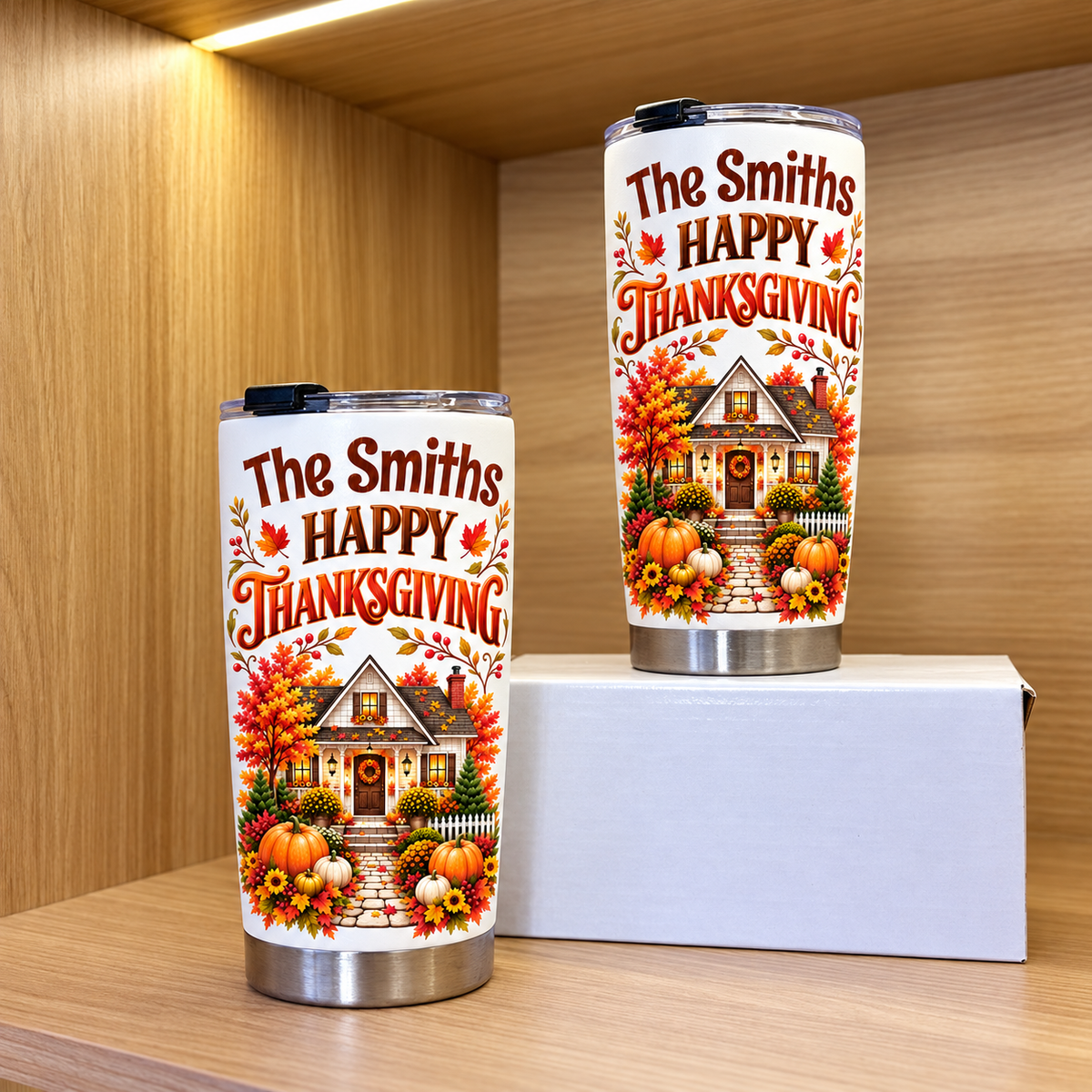 Personalized Family Thanksgiving Tumbler Custom Name Autumn Gift - product view 2