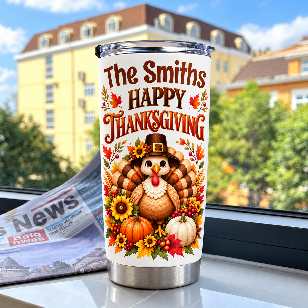 Personalized Family Thanksgiving Tumbler Custom Name Autumn Gift - product view 4