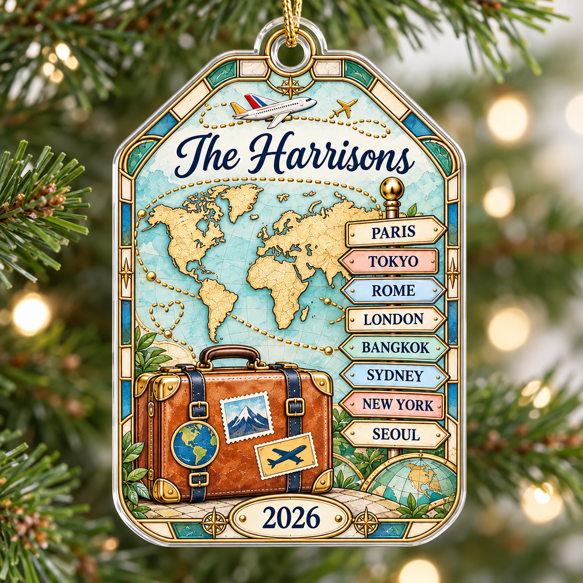 Family Travel Ornament - design view