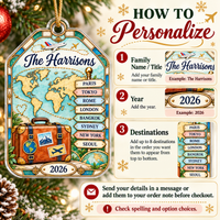 Family Travel Ornament - personalization instructions