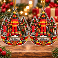 Personalized Firefighter Christmas Tree Ornament Custom Name Fireman Gift - product view 3