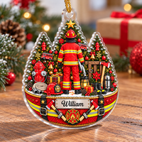 Personalized Firefighter Christmas Tree Ornament Custom Name Fireman Gift - product view 5