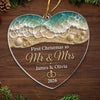 Close-up of First Christmas as Mr & Mrs Ornament, Personalized Newlywed Gift, Beach Wedding Keepsake, Custom Nam for streetwear fans in Austin, Texas
