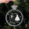 Close-up of First Christmas as Mr. & Mrs. Ornament, Personalized Newlywed Gift, Wedding Keepsake Christmas Ornam for streetwear fans in Austin, Texas