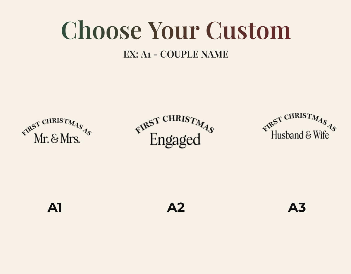Customer in Austin, Texas wearing First Christmas as Mr. & Mrs. Ornament, Personalized Newlywed Gift, Wedding Keepsake Christmas Ornam