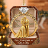 Customer in Austin, Texas wearing First Christmas as Mr & Mrs Ornament Personalized Newlywed Wedding Keepsake Gift