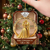 Close-up of First Christmas as Mr & Mrs Ornament Personalized Newlywed Wedding Keepsake Gift for streetwear fans in Austin, Texas
