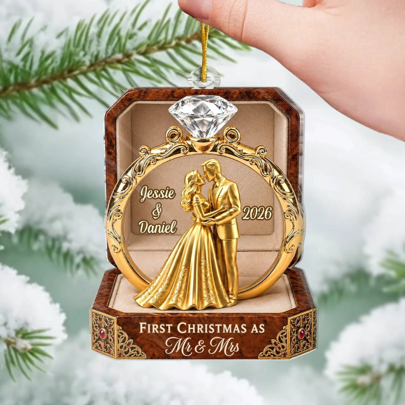 First Christmas as Mr & Mrs Ornament Personalized Newlywed Wedding Keepsake Gift available at our Austin, Texas warehouse