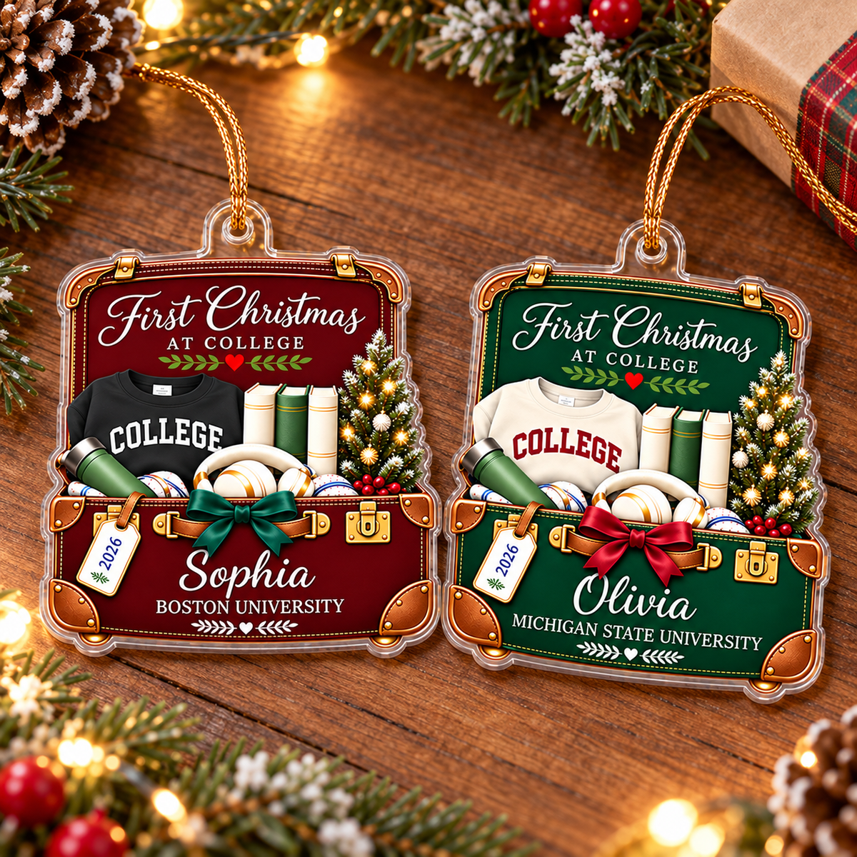 First College Christmas Ornament - product view 3
