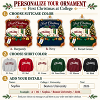 First College Christmas Ornament - personalization instructions