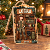 Personalized Fishing Boy Wood Ornament Custom Name Year Angler Gift - product view 5