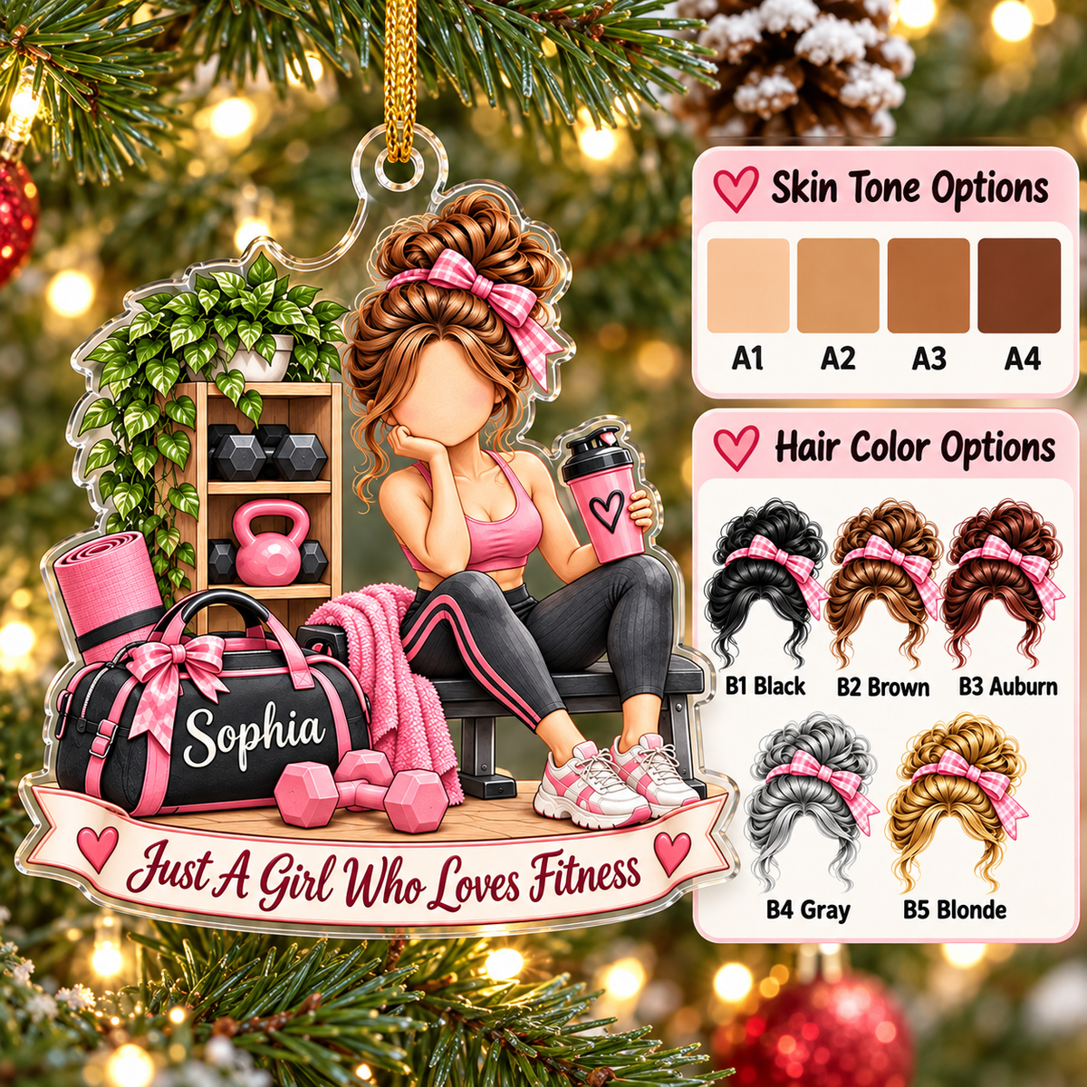 Fitness Girl Ornament - design view