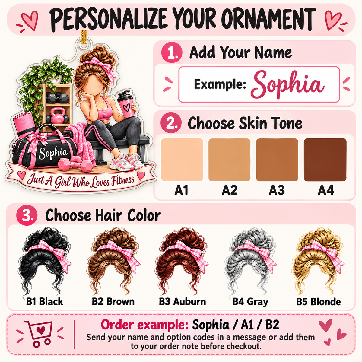 Fitness Girl Ornament - personalization instructions