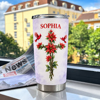 Personalized Floral Cross Cardinal Tumbler Custom Birth Flower Name - product view 5