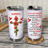 Personalized Floral Cross Cardinal Tumbler Custom Birth Flower Name - product view 6