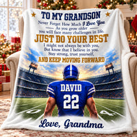 Personalized Football Grandson Blanket Custom Name Number Grandma Gift - main product view