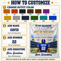Personalized Football Grandson Blanket Custom Name Number Grandma Gift - personalization choices and ordering instructions