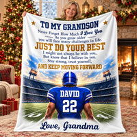 Personalized Football Grandson Blanket Custom Name Number Grandma Gift - product view 3