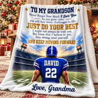 Personalized Football Grandson Blanket Custom Name Number Grandma Gift - product view 4